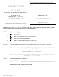 Form MLLC-3-NCRA Statement of Appointment or Change of Noncommercial Registered Agent (For Maine or Foreign LLC) - Maine