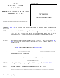 Form MLLC-12 Statement of Foreign Qualification to Conduct Activities - Maine