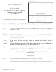 Document preview: Form MLLC-12B Statement of Cancellation of Foreign Qualification (For a Foreign LLC) - Maine