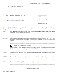 Form MLLC-12A Statement of Change of Foreign Qualification - Maine