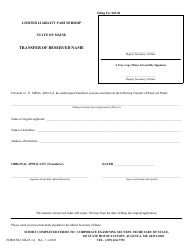 Form MLLP-1A Transfer of Reserved Name - Maine