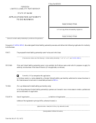 Form MLLP-12 Application for Authority to Do Business - Maine