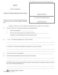 Document preview: Form MARK-1 Application for Registration of a Mark - Maine
