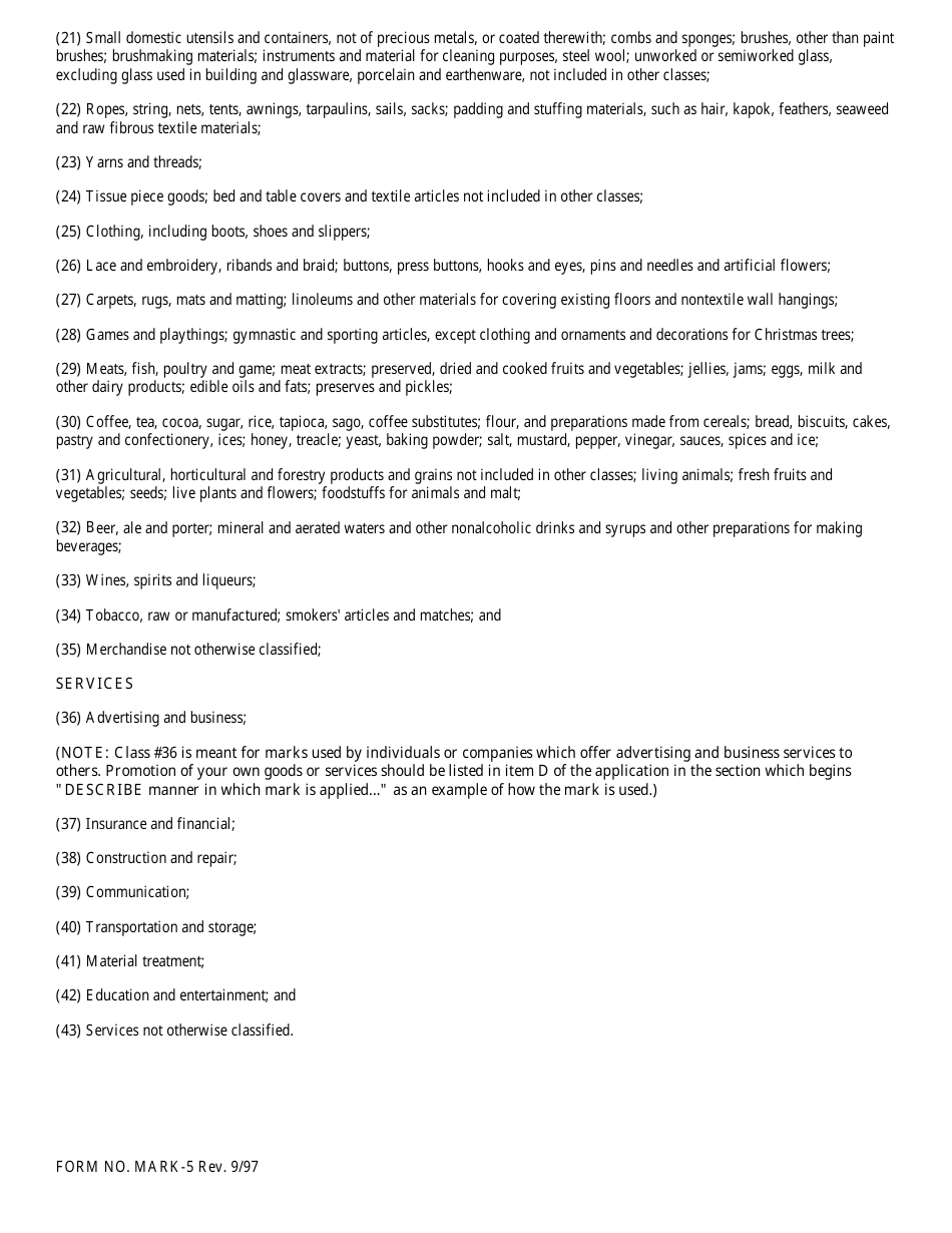 Form MARK-1 Application for Registration of a Mark - Maine, Page 7