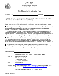 Form MVE-64C Cdl Medical Self-certification Form - Maine