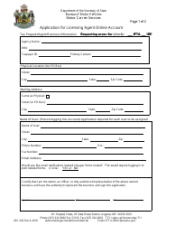 Document preview: Form MV-202 Application for Licensing Agent Online Account - Maine