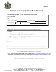 Form MV-202 Application for Licensing Agent Online Account - Maine, Page 2