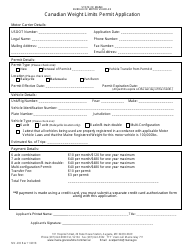 Document preview: Form MV-203 Canadian Weight Limits Permit Application - Maine