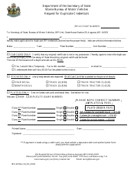 Document preview: Form MV-209 Request for Duplicate Credentials - Maine