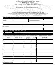 Form UCR-1 Unified Carrier Registration Form - List of Vehicles Used Only in Intrastate Commerce - Maine