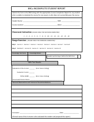 Document preview: Brc Incomplete Student Report Form - Maine