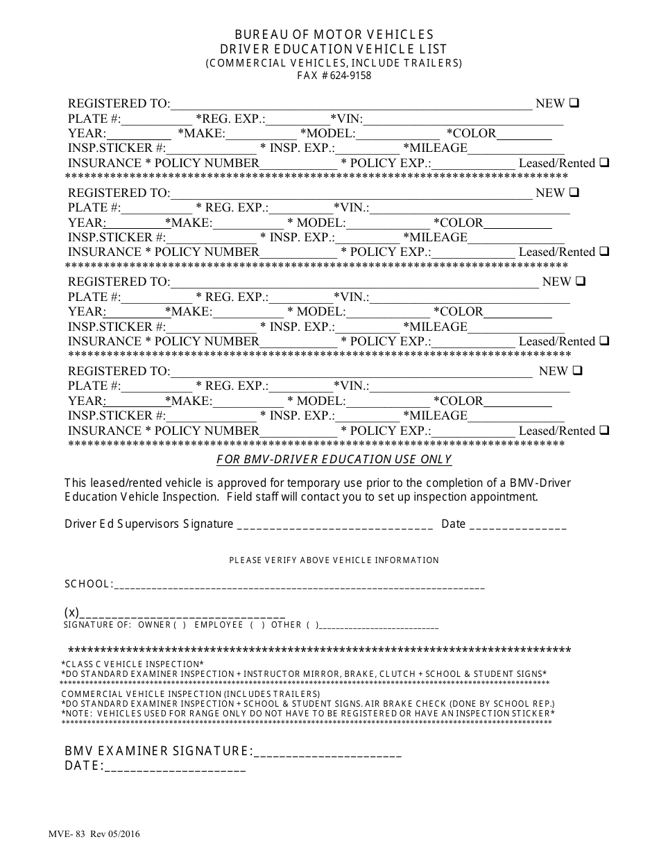 Form MVE-83 Driver Education School License Application - Maine, Page 4