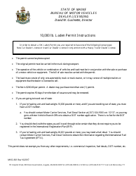 Document preview: Instructions for Form MVD-360 Application for 10k Laden Permit - Maine