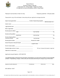 Form MVD-408 Application for 14 Day Dealer Temporary Plates - Maine