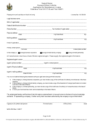 Form MVD-352 Application for Manufacturer License - Maine