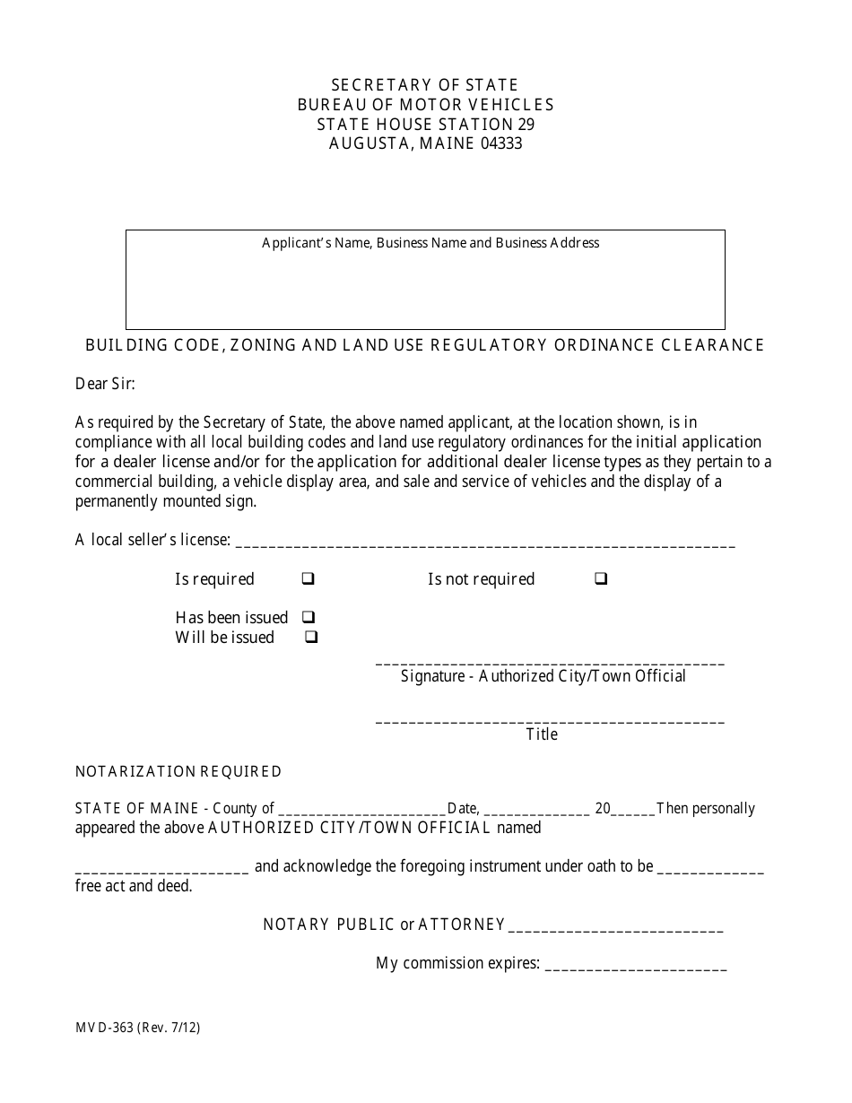 Form MVD-397 Dealer License Application Package - Maine, Page 11