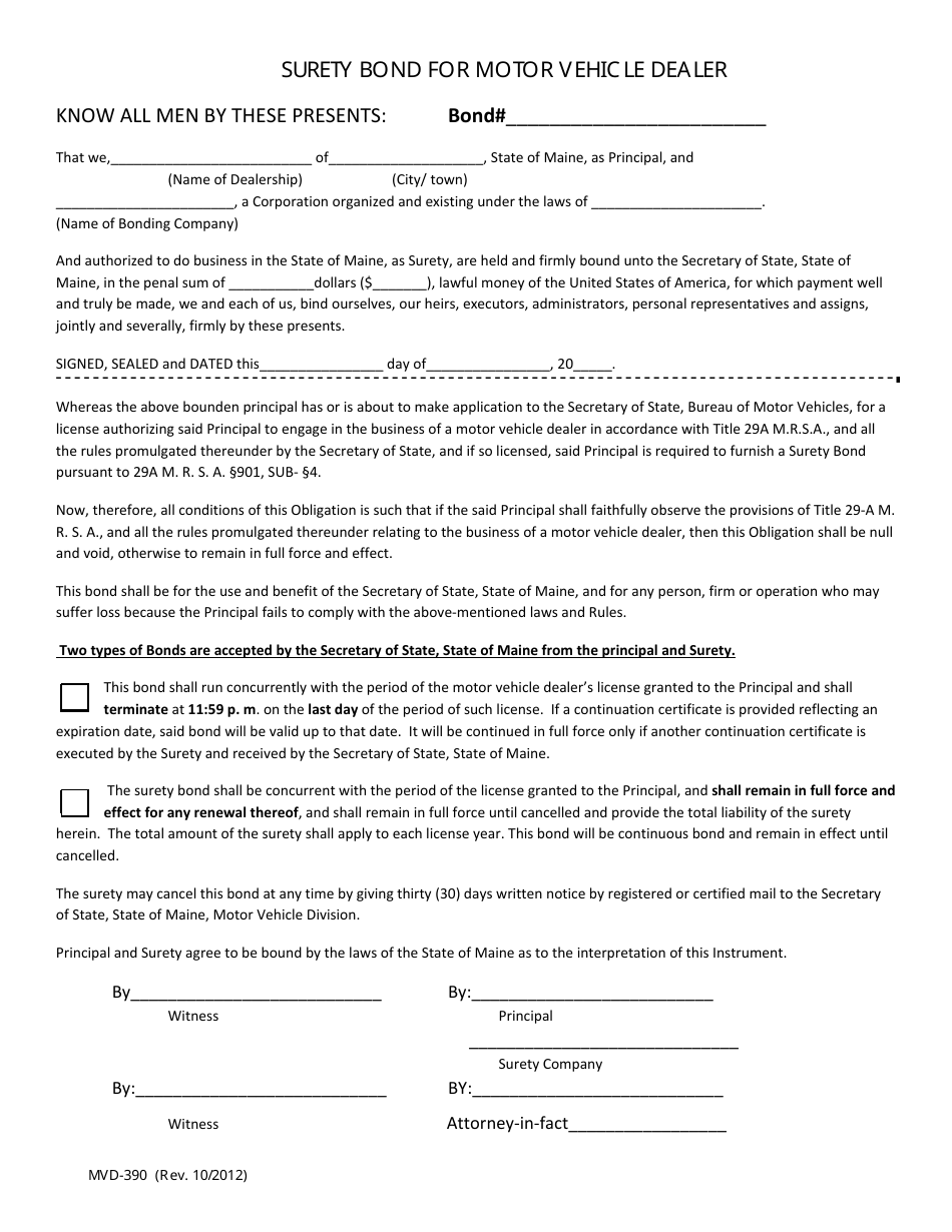 Form MVD-397 Dealer License Application Package - Maine, Page 13