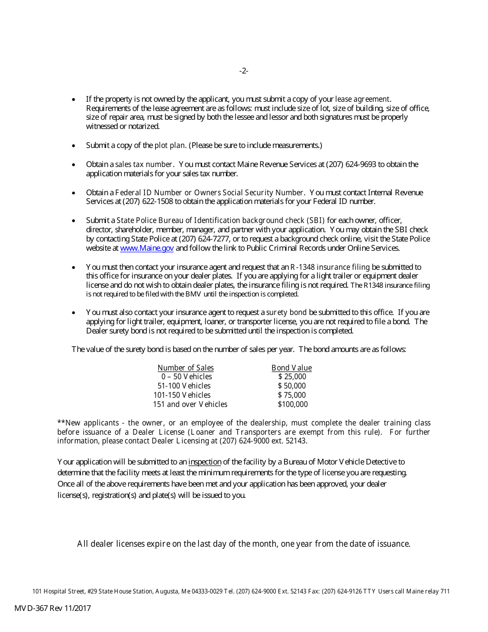 Form MVD-397 Dealer License Application Package - Maine, Page 3