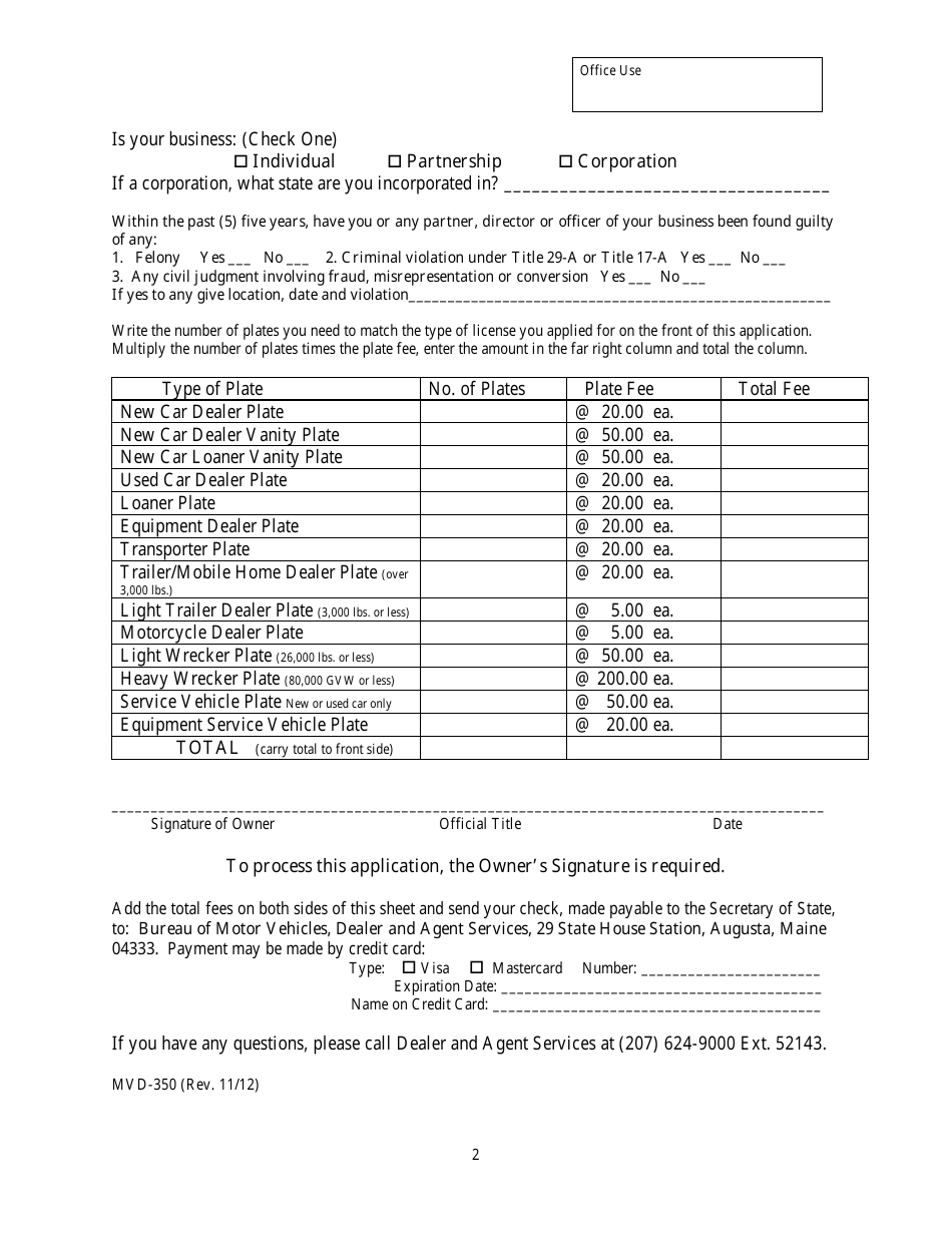 Form MVD-397 Dealer License Application Package - Maine, Page 8