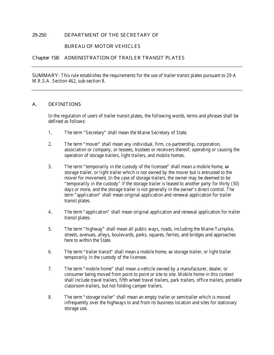 Form MVD-354 Application for Trailer Transit License - Maine, Page 3