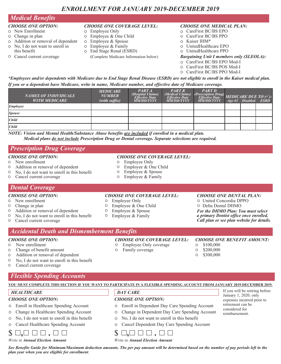 Active and Satellite Employees Health Benefits Enrollment and Change Form - Maryland, Page 3