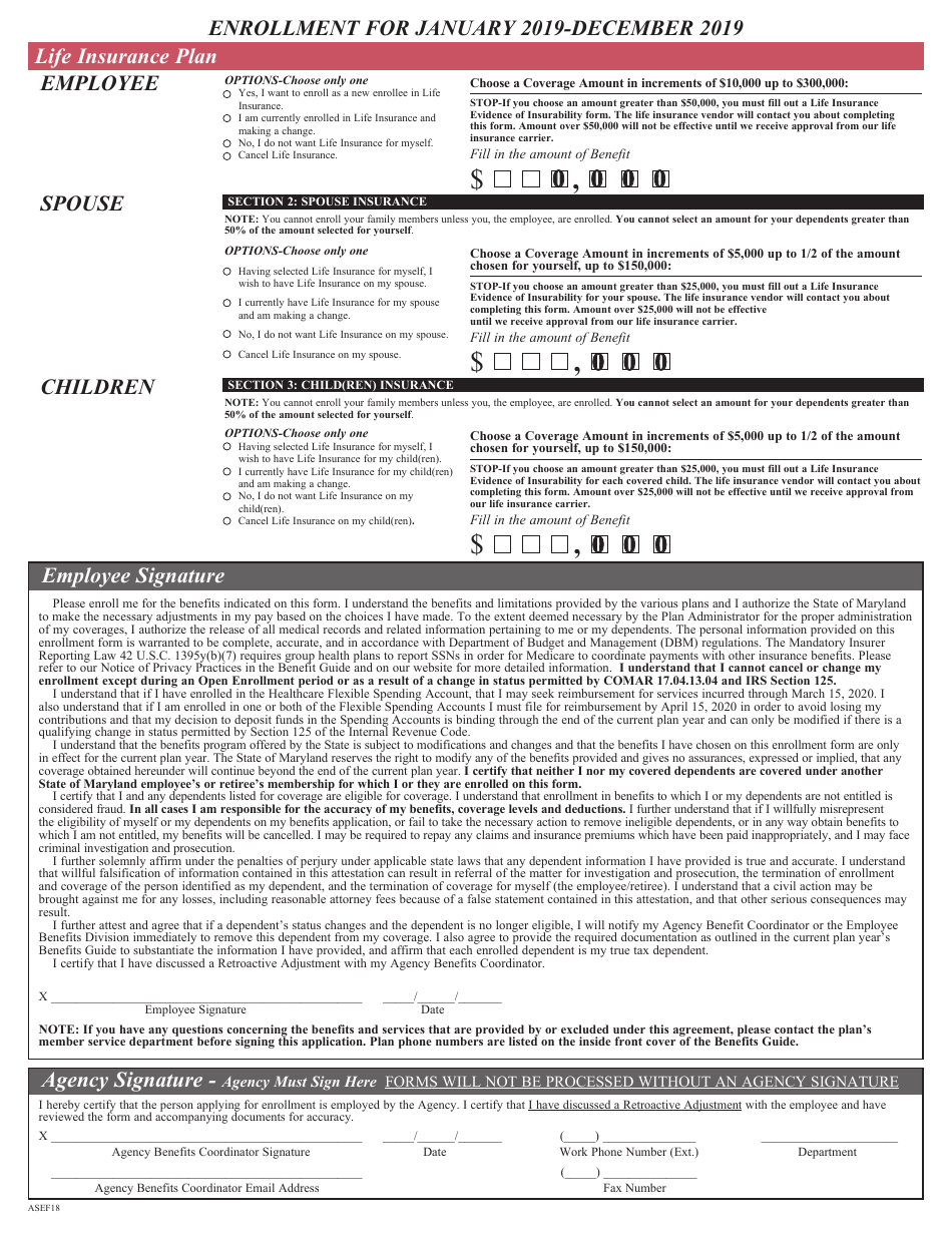 Active and Satellite Employees Health Benefits Enrollment and Change Form - Maryland, Page 4
