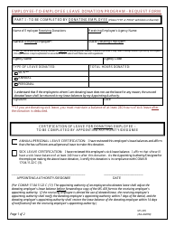Form MS405 Request Form - Employee-To-Employee Leave Donation Program - Maryland