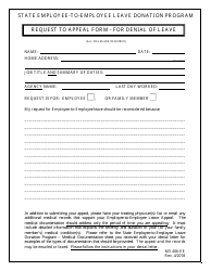 Document preview: Employee-To-Employee Leave Donation Request to Appeal Packet - Maryland