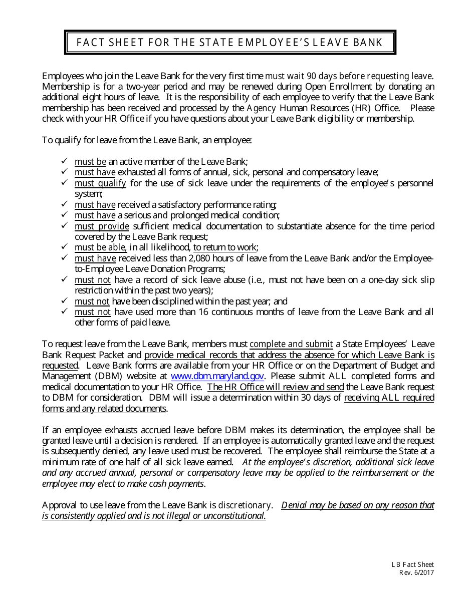 Form MS408 State Employees Leave Bank Request Form - Maryland, Page 2