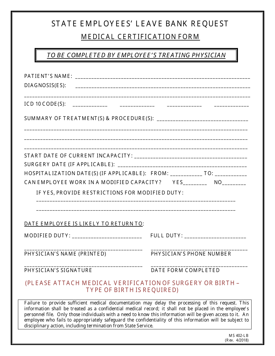 Form MS408 State Employees Leave Bank Request Form - Maryland, Page 4