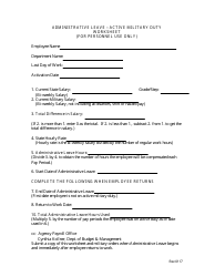 &quot;Administrative Leave - Active Military Duty Worksheet&quot; - Maryland