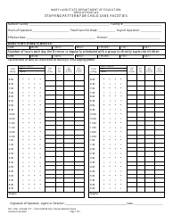 Form OCC1206 Staffing Pattern for Child Care Facilities - Maryland