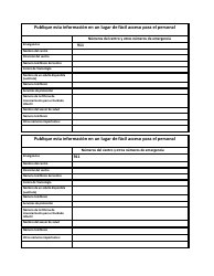 Document preview: Numeros Del Centro Y Otros Nimeros De Emergencia Form - Maryland (Spanish)