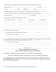 Formulario OCC349 Solicitud Para Reanudar El Servicio - Maryland (Spanish), Page 2