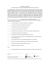 Document preview: Verificacion De Orientacion De Sustituto/Adulto Adicional/Voluntario - Maryland (Spanish)