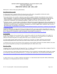 Formulario OCC1215 Inventario De Salud - Maryland (Spanish)