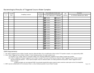 Form MDE/WMA/COM.006B Ground Water Rule Monitoring Report Form (Ground Water Systems Only) - Maryland, Page 2