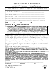 Form RX32 &quot;Application for License to Inspect Radiation Machines&quot; - Maryland