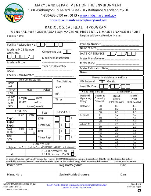 Form RX16  Printable Pdf