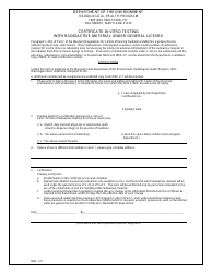 Form MDE211 Certificate-In Vitro Testing With Radioactive Material Under General License - Maryland