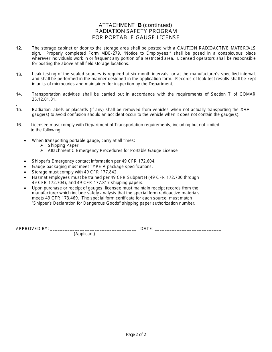 Application for Radioactive Material License Authorizing the Use of Sealed Sources in Xrf Devices - Maryland, Page 6