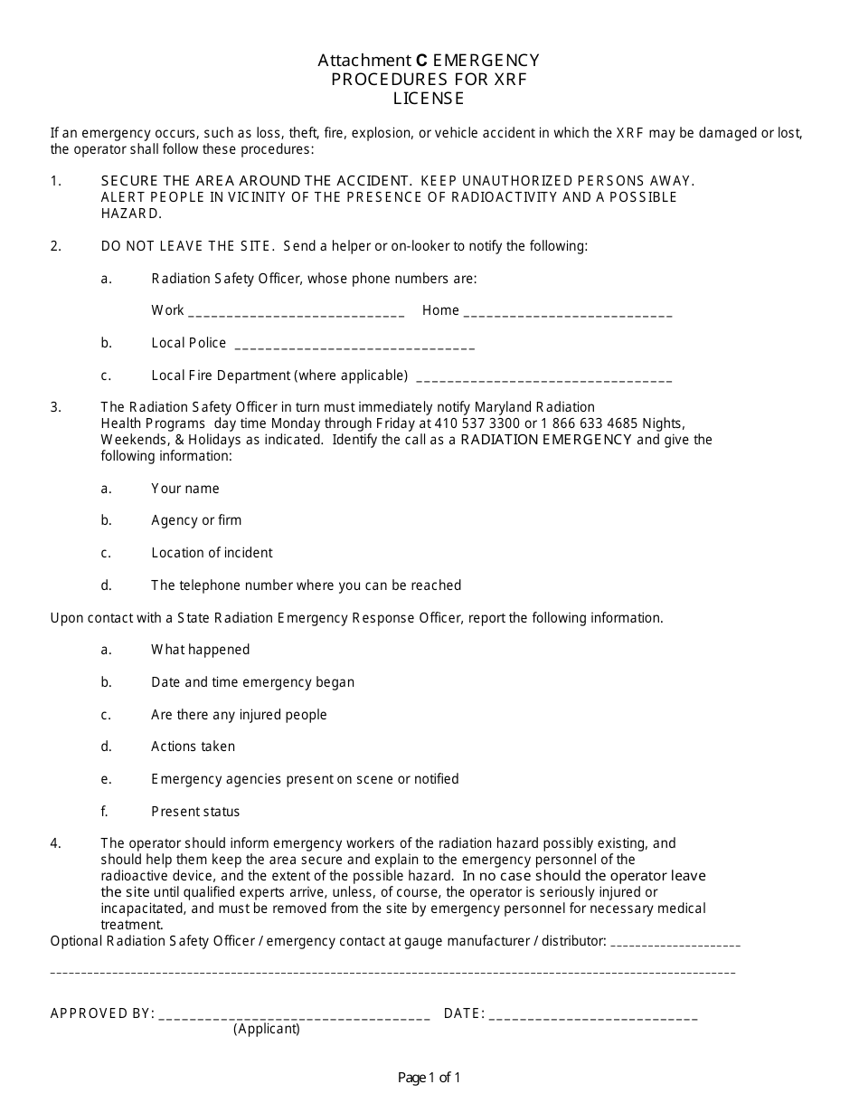 Application for Radioactive Material License Authorizing the Use of Sealed Sources in Xrf Devices - Maryland, Page 7