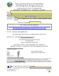 Form MDE/ARMA/PER.038 Payment Transmittal - General License - Maryland