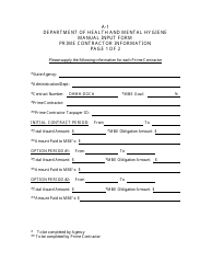 Form A-1 &quot;Manual Input Form - Prime Contractor Information&quot; - Maryland