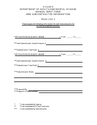 Form A-2 Manual Input Form - Mbe Subcontractor Information - Maryland, Page 2