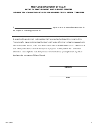 Document preview: Mdh Certification of Impartiality for Members of Evaluation Committee - Maryland