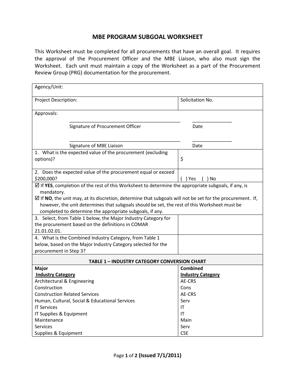 Maryland Mbe Program Subgoal Worksheet - Fill Out, Sign Online and ...