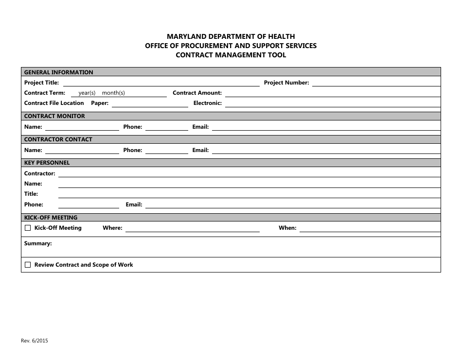 Contractor Management Form Maryland Contract Management Tool - Fill Out, Sign Online and Download ...
