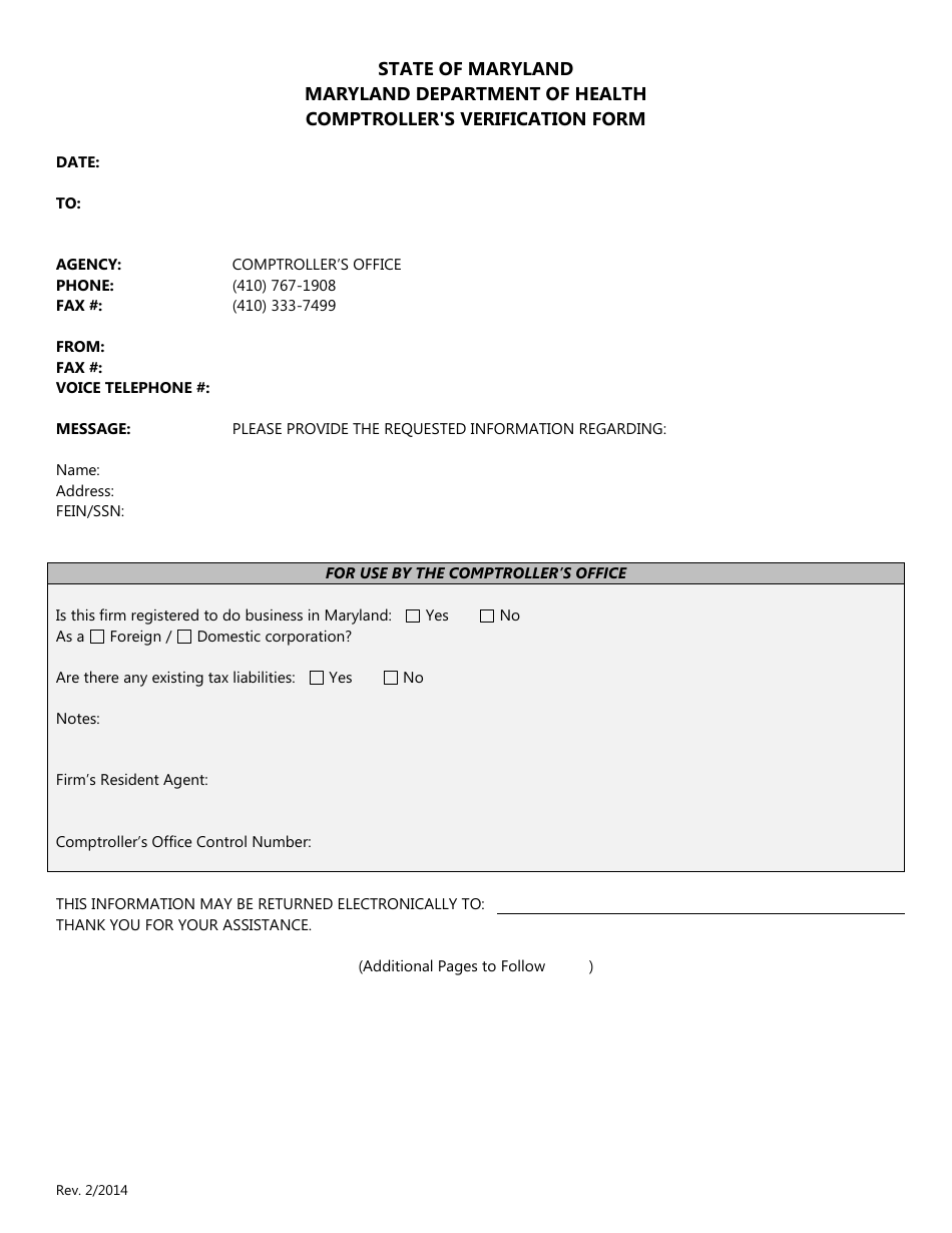Maryland Comptroller's Verification Form Fill Out, Sign Online and
