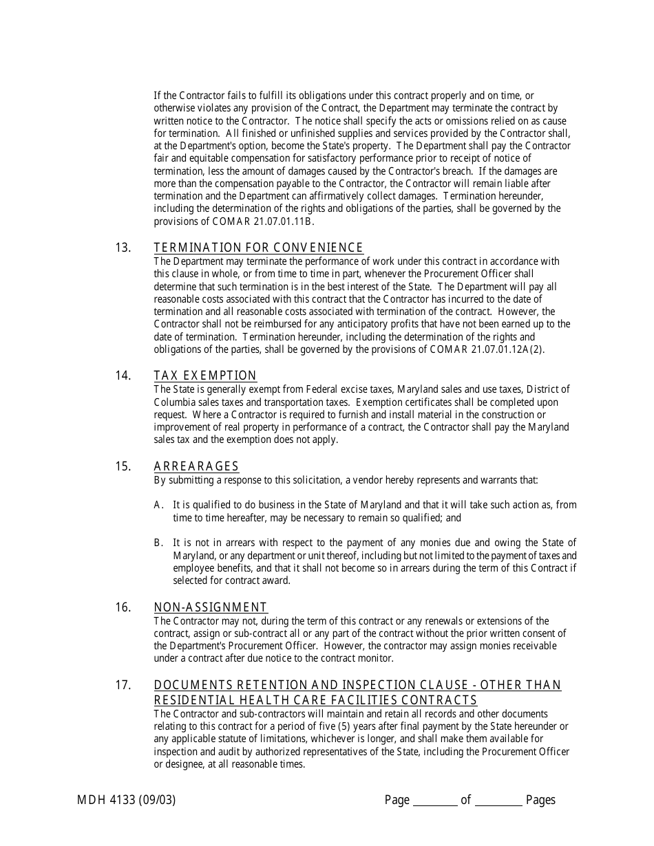 Form MDH4133 Human Service Funding Agreement - Maryland, Page 11